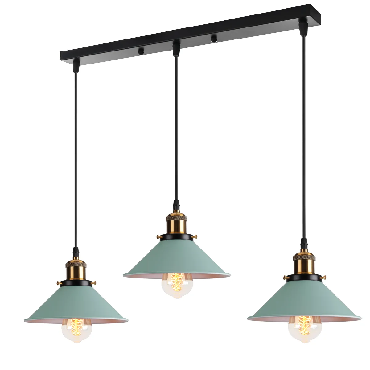 Stoex Plafonnier Rétro Suspension Luminaire Industrielles 3 Lumières 22CM Lustre Créatif Pour Salon Salle À Manger, Bar, Balcon, Vert