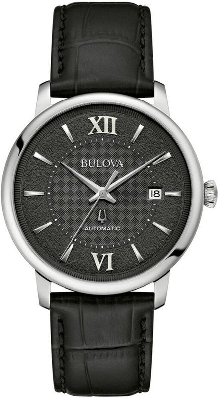 Bulova - Automatisch Polshorloge - Zwart - Leer - Zilver
