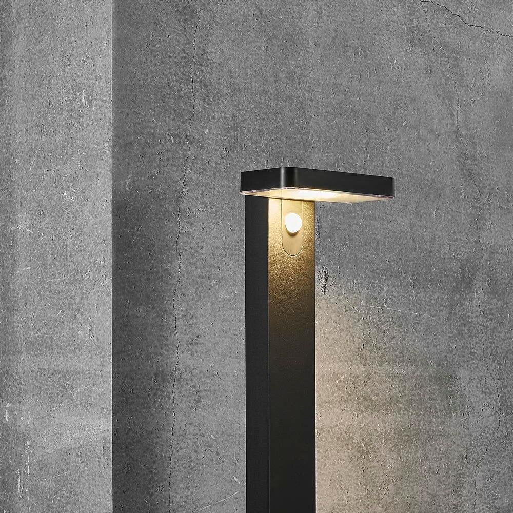 Rica LED solar padverlichting in zwart, 5W, 450lm, IP44, met bewegingssensor, vierkant