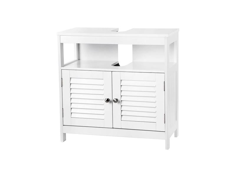 VASAGLE Waschbeckenunterschrank mit Türen 60 x 60 cm, Weiss Badezimmerschrank