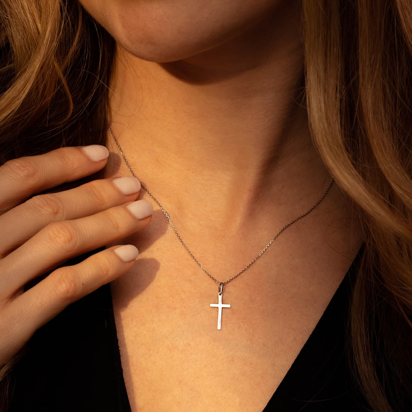 Instant d'Or Pendentif Croix Croyance or blanc