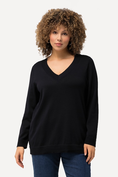 Pullover, V-Ausschnitt, Langarm, weicher Feinstrick
