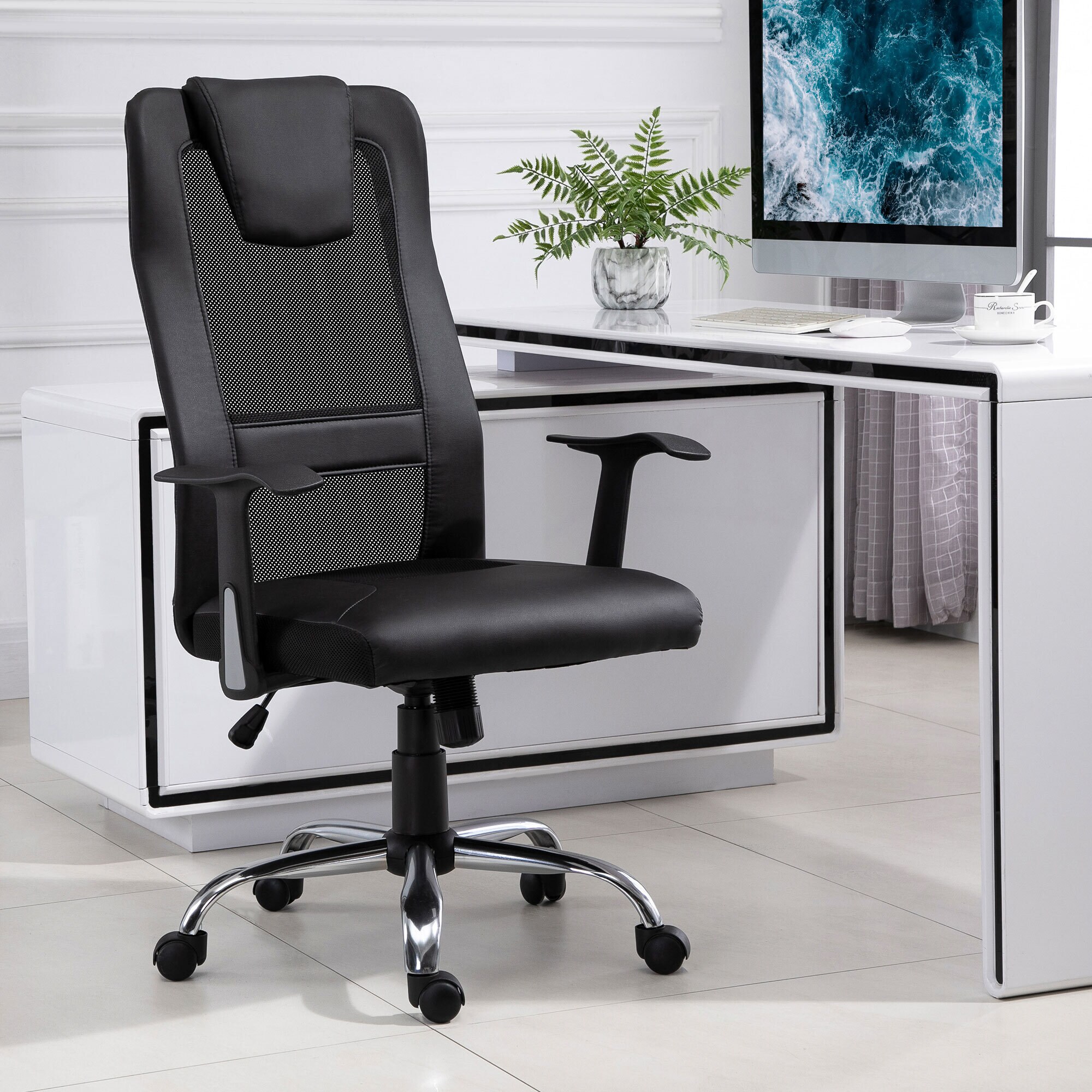 Vinsetto Bürostuhl ergonomisch 51 x 60,8 x (112-122) cm (LxBxH)