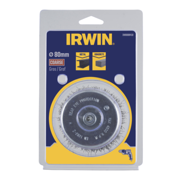 Irwin komstaaldraadborstel Ø80 mm voor (accu)boormachine. Metaal grof.