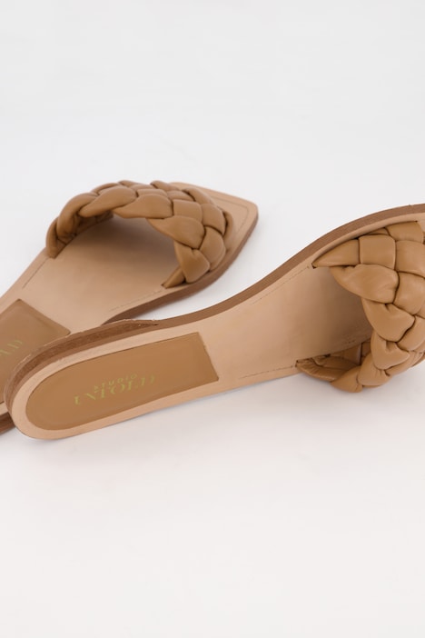 Leder-Pantolette, Lamm-Nappaleder, Flecht-Riemen