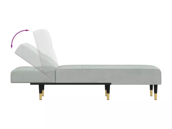 Chaise longue gris clair velours