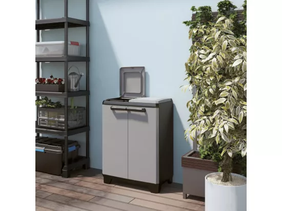 Armoire de recyclage Split Premium gris et noir 92 cm