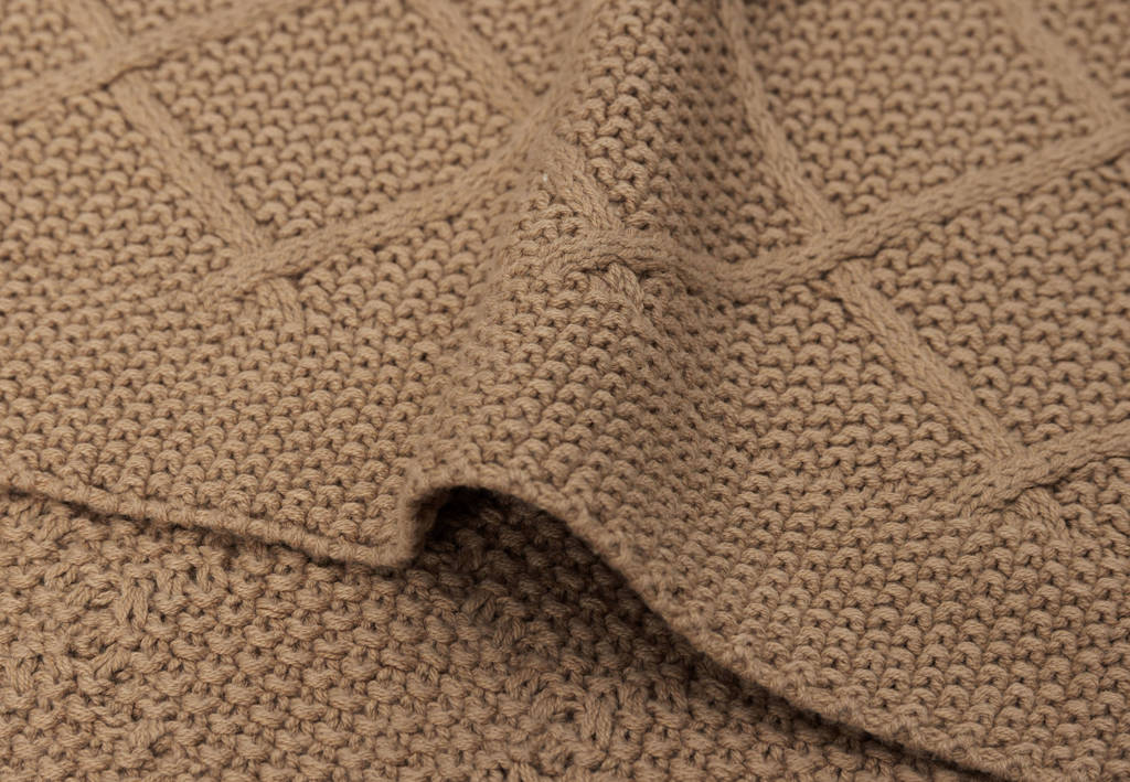 wiegdeken Check Knit - Biscuit