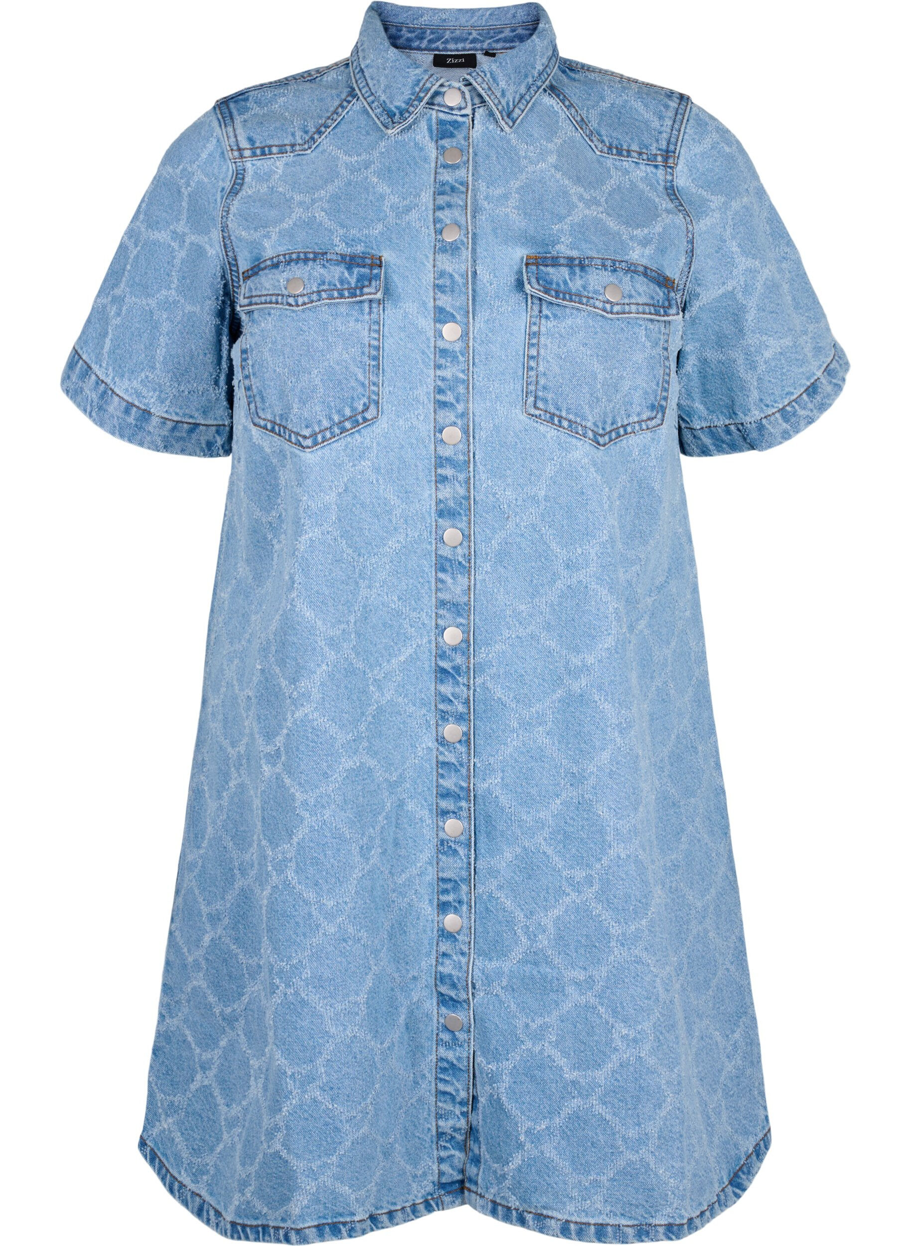 Denimkjole med destroy mønster og korte ærmer