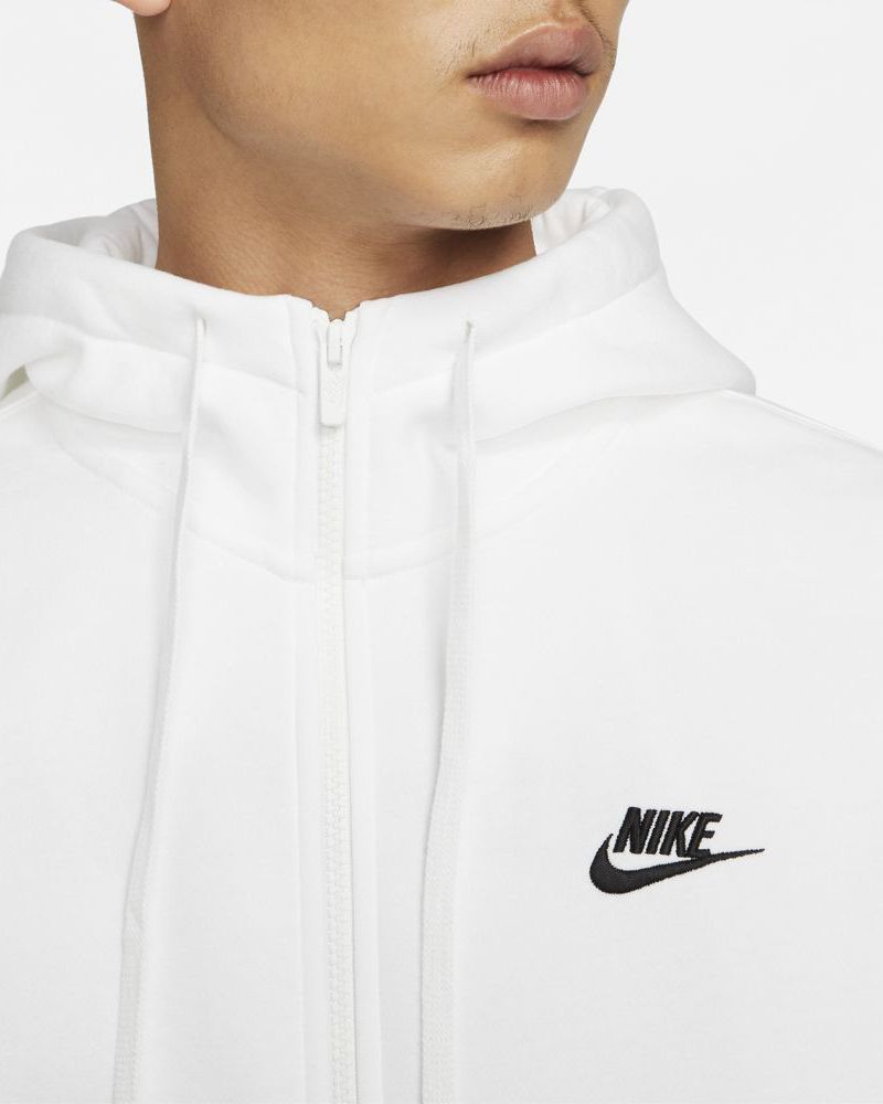 Sweat zippé à capuche Nike Sportswear Club Fleece Blanc pour homme