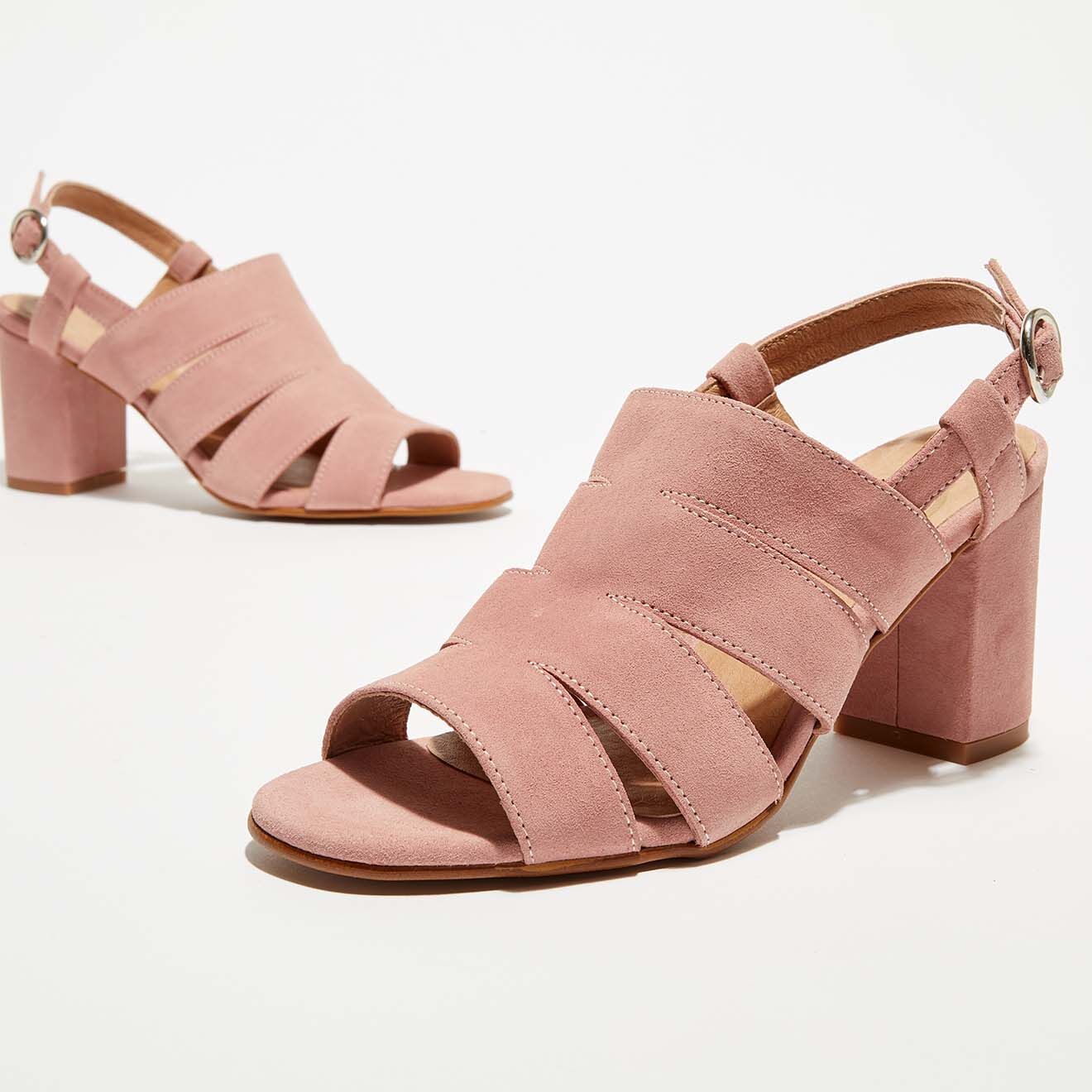 Apologie Sandales en Velours de Cuir Jenna rose pâle - Talon 8,5 cm