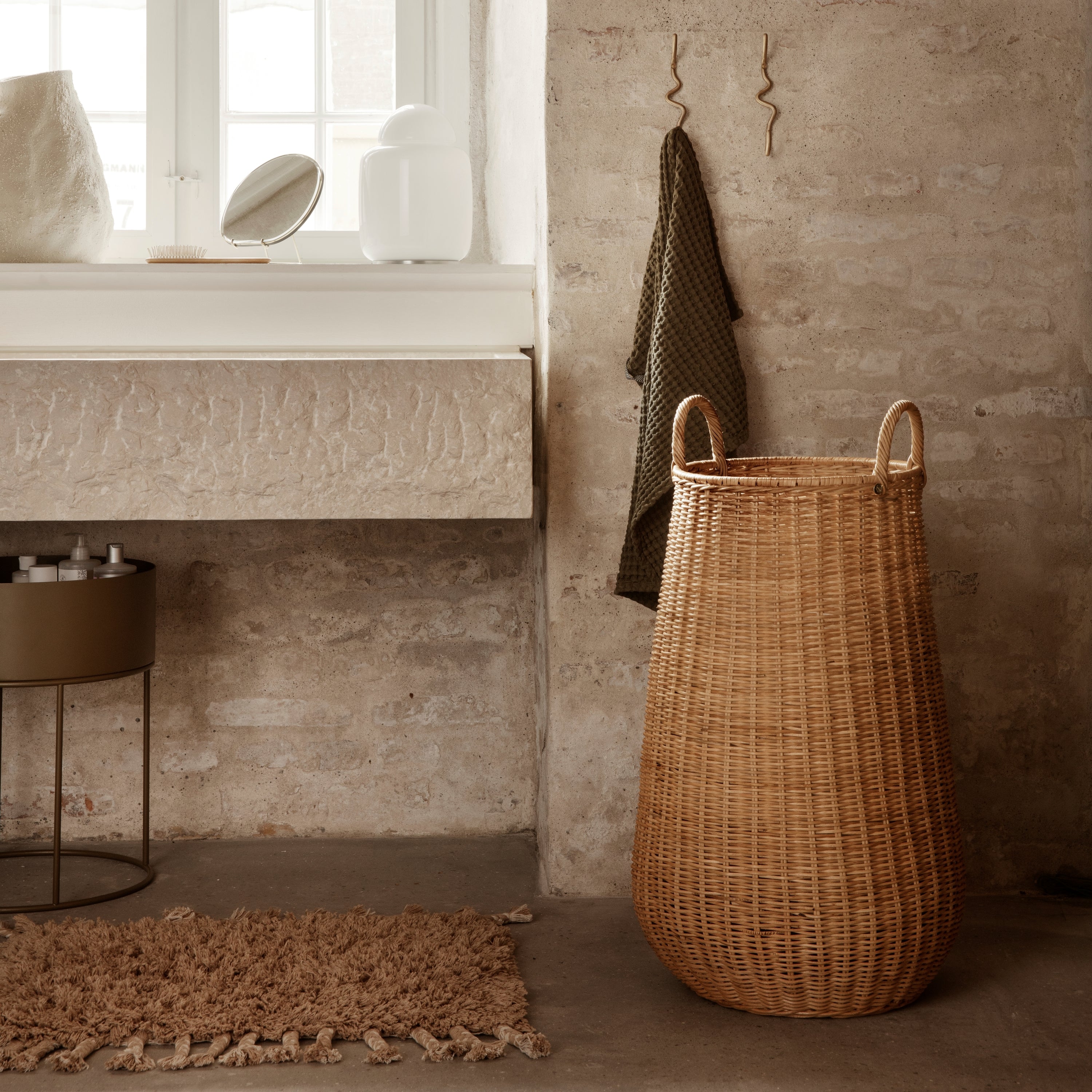 Ferm Living Amass Long Pile Badmat - White Pepper
