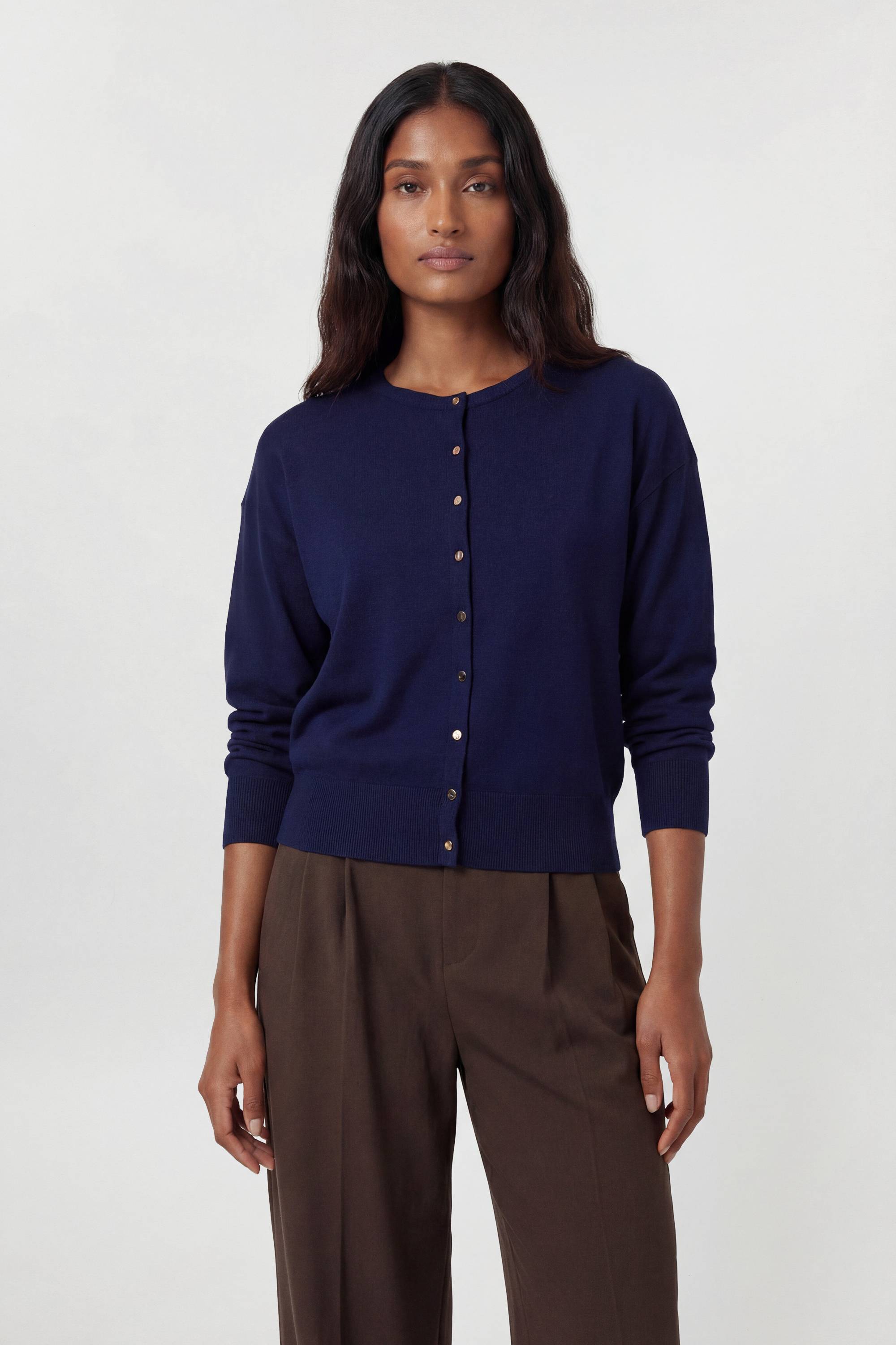 KarenMillen Cardigan En Maille Mélangée Viscose À Manches Ballon