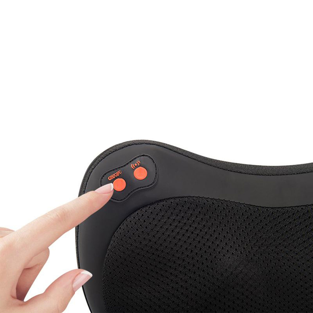 (31x19cm) Nacken Massage Kissen Tiefenknetmassage Massagegerät mit Wärmefunktion 4 Massagebälle - Schwarz