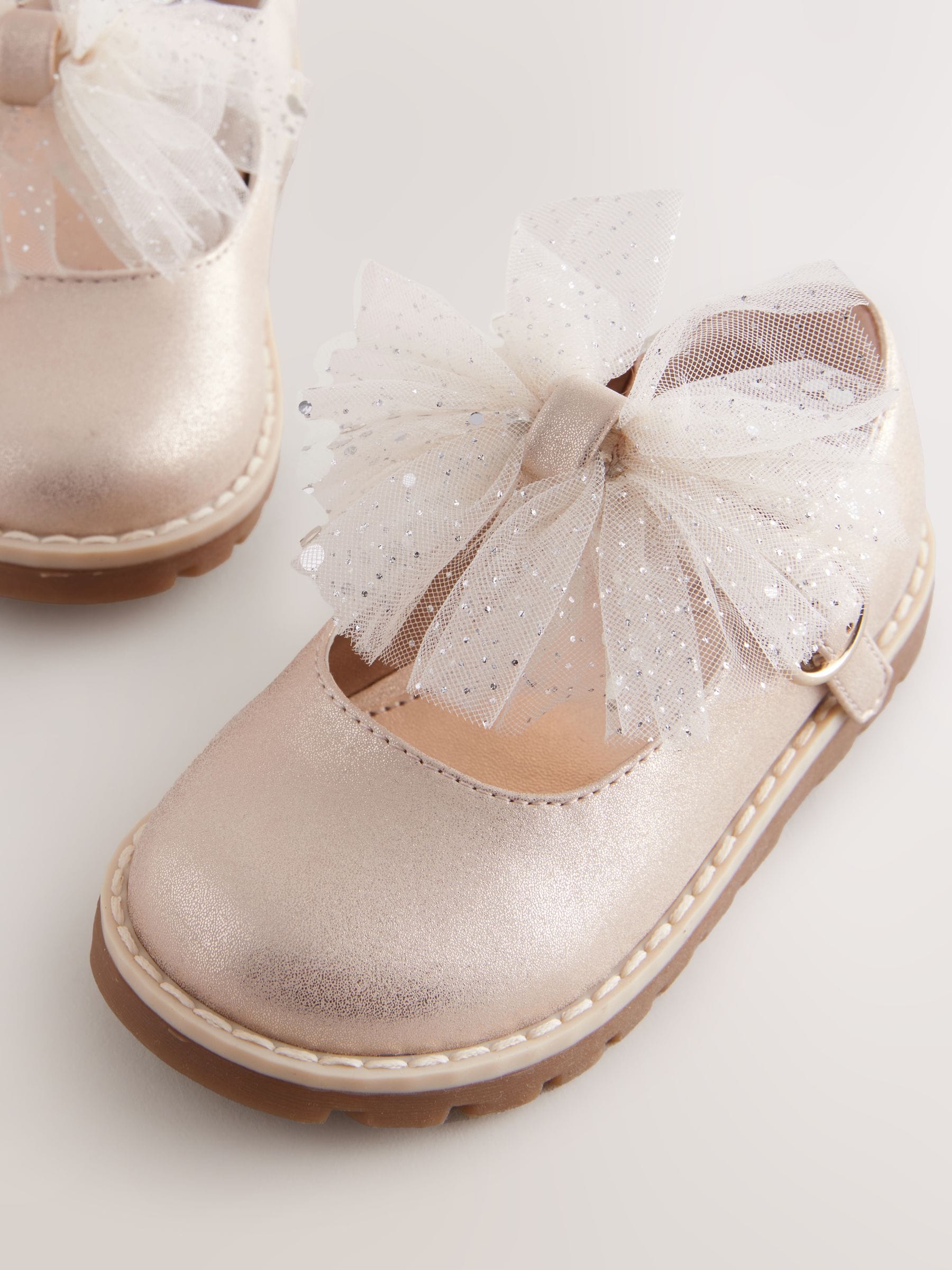 Champagne-goud - Chunky Bow Mary Jane Shoes
