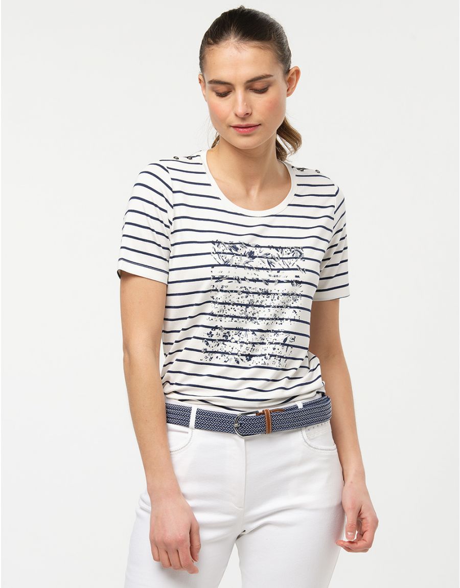 T-shirt rayé blanc marine