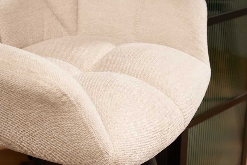 Drehbarer Barhocker PAPILLON champagner beige Barstuhl mit Lehne schwarze Metallbeine