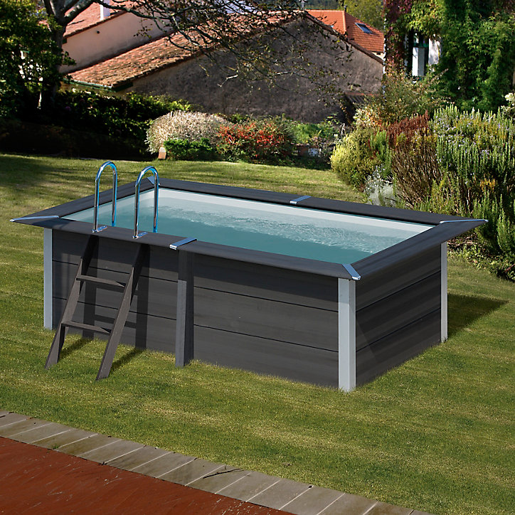 Piscine hors sol composite gris rectangulaire Gré 3,26 x 1,86 x h.0,96 m