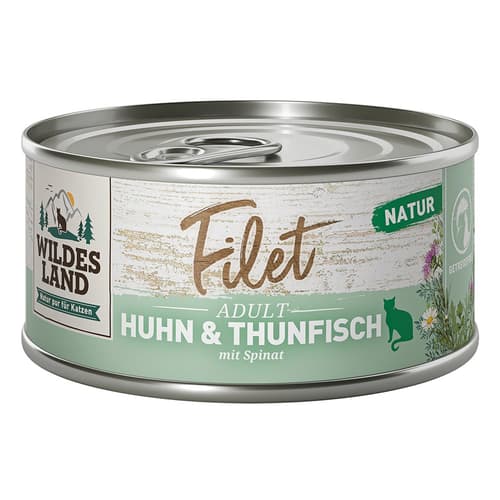 Wildes Land Filet Huhn & Thunfisch mit Spinat 80g