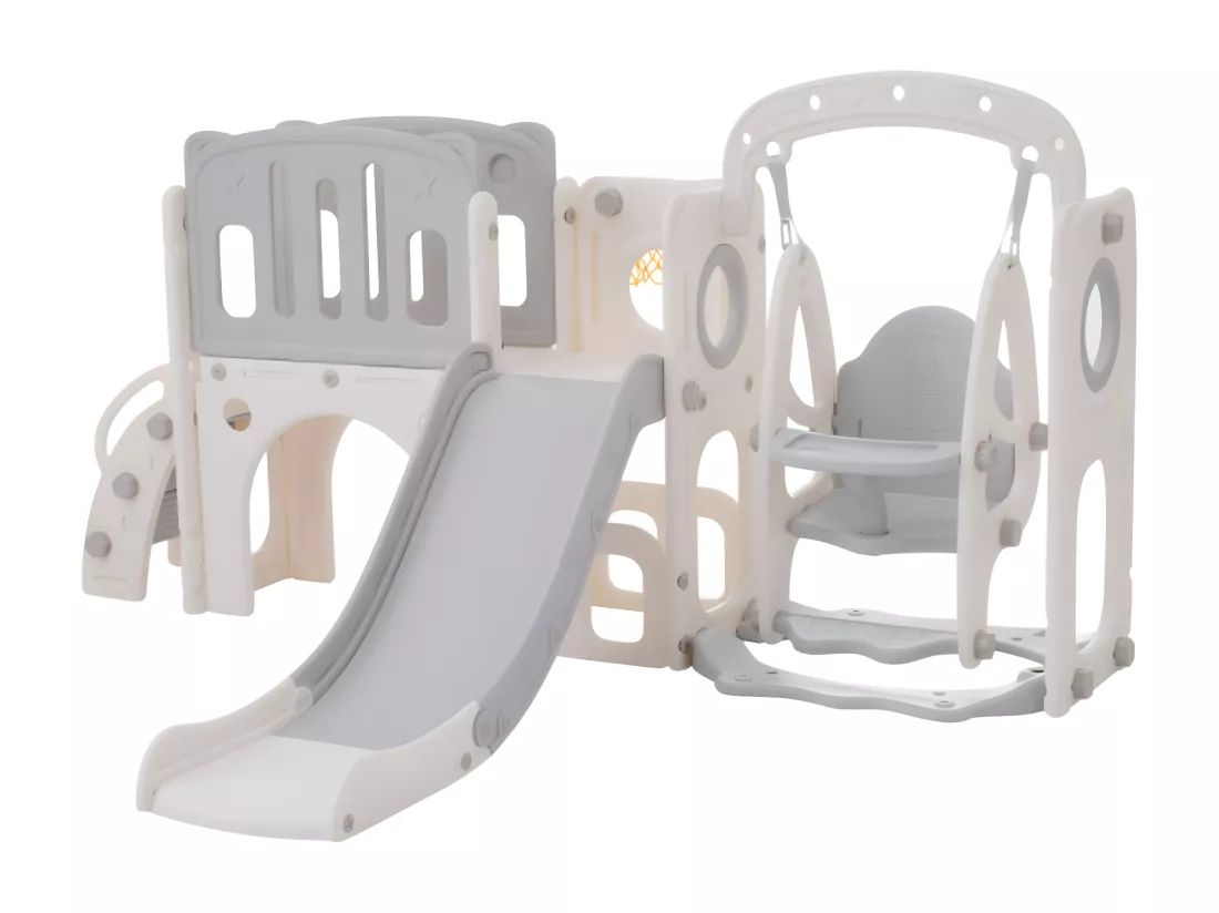Toboggan 7-en-1 pour enfants, comprenant un toboggan, une balançoire