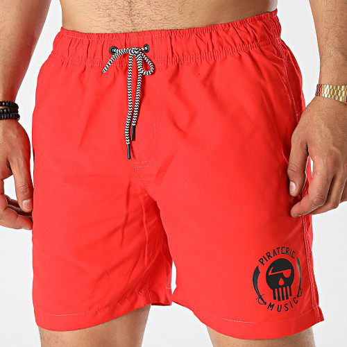 Short De Bain Logo Rouge Noir