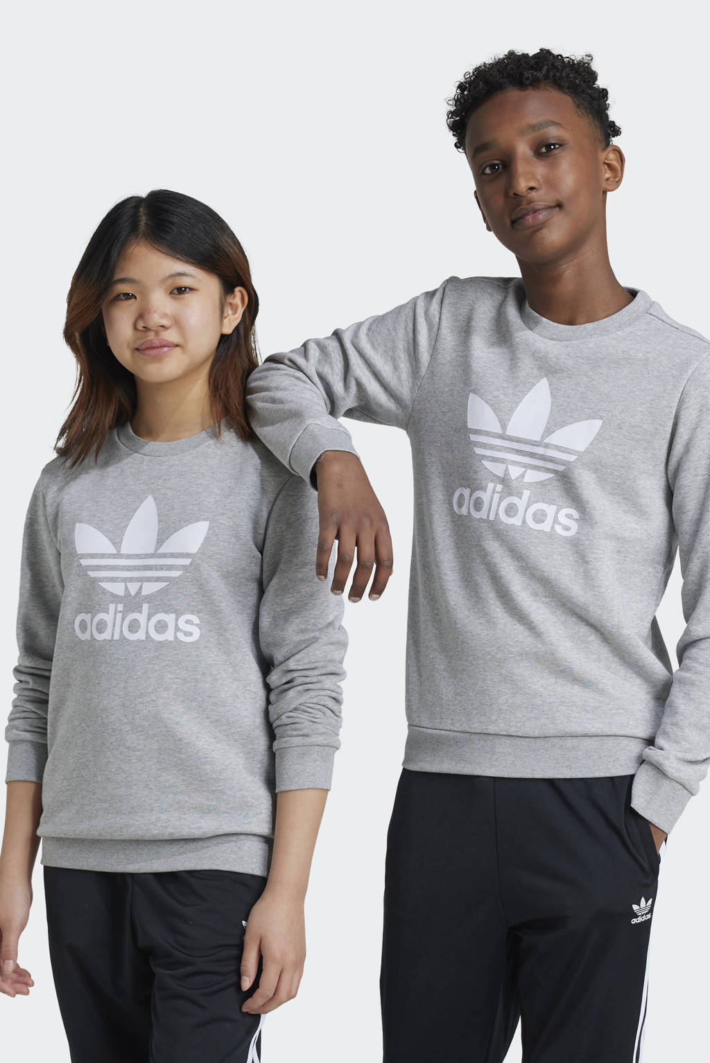 adidas sweater Trefoil grijs melange