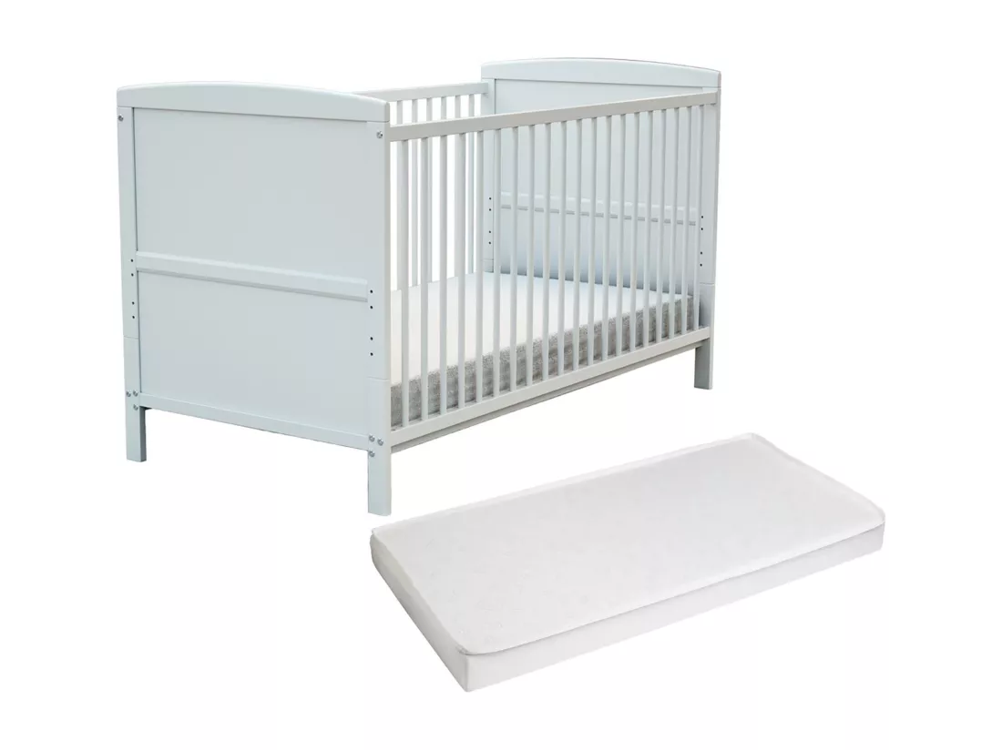 Lit bébé évolutif en bois avec matelas en bois ESSENTIEL Blanc