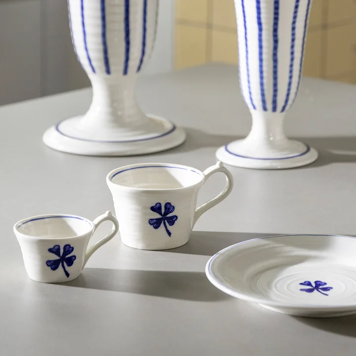 &klevering - Anouk Tasse, Herz, 250 ml, blau (2er-Set)