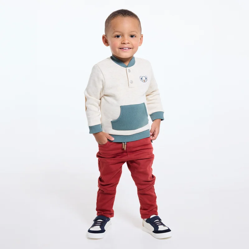 Sweat en molleton col teddy vert bébé garçon Blanc