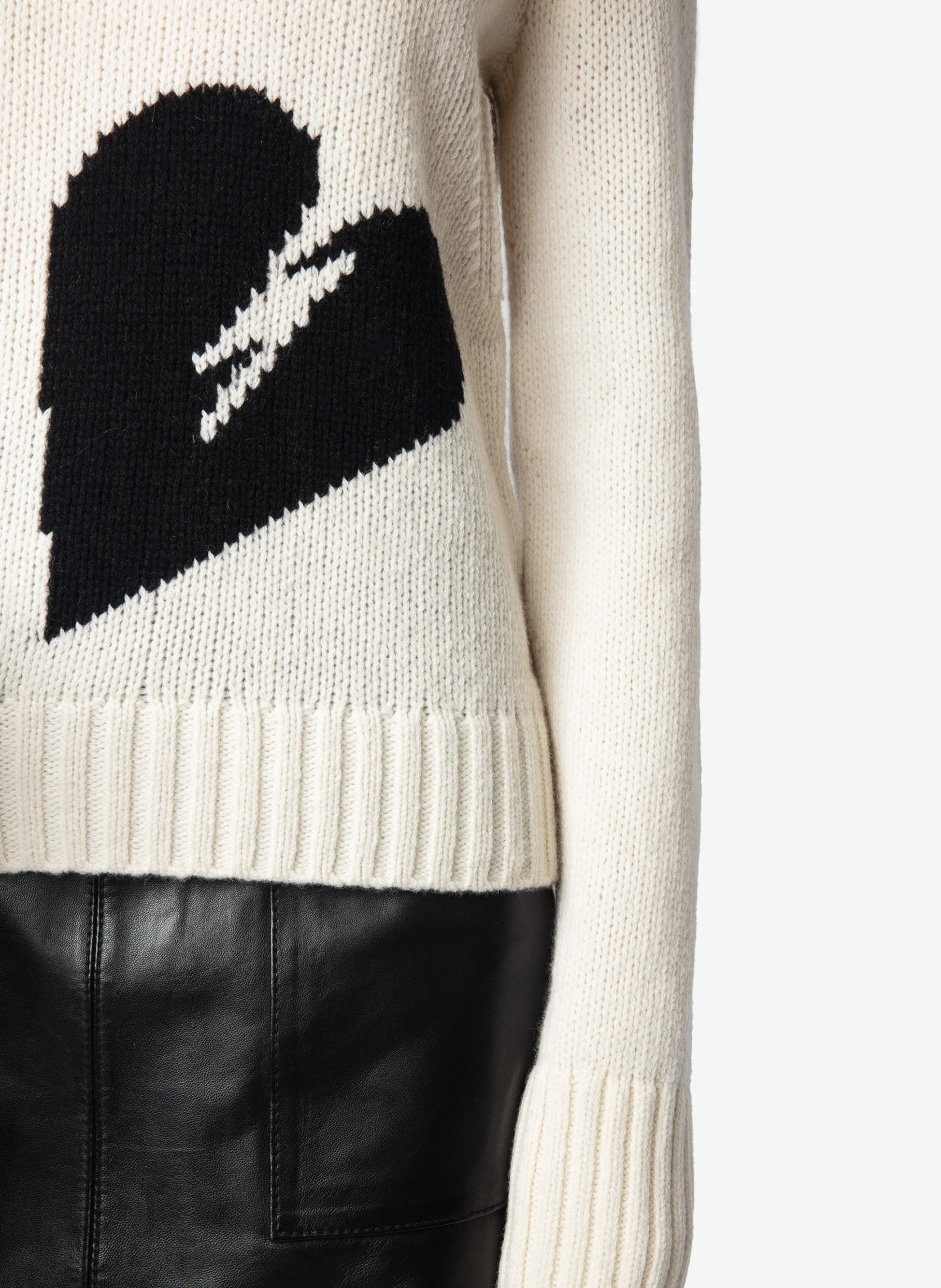MALTY - Pull droit en laine jacquard | Blanc