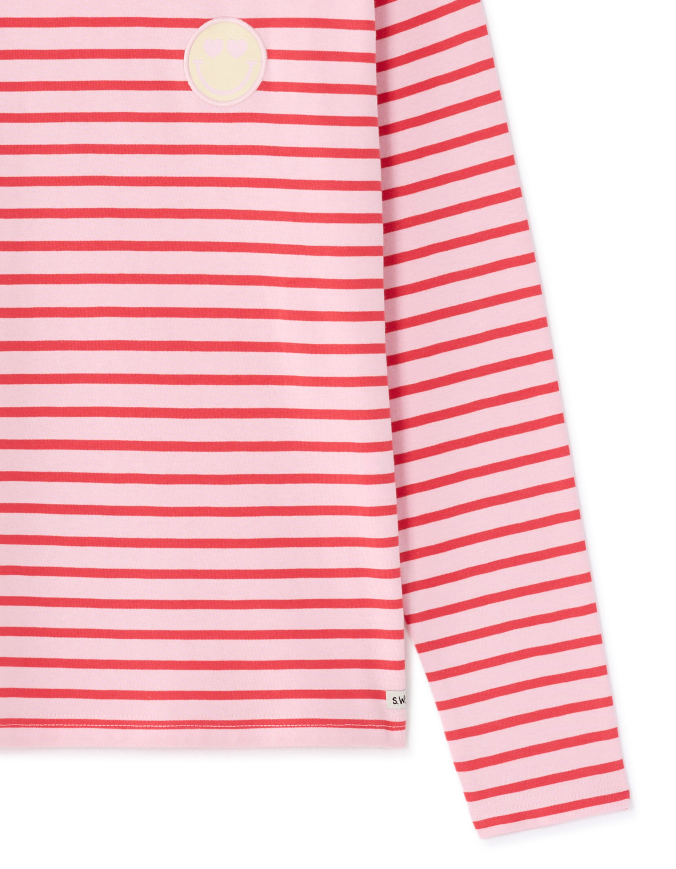 SMILEY - T-shirt marinière femme rose