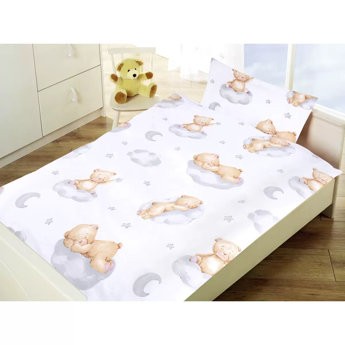 Baby Bettwäsche-Set Teddy auf Wolken Bunt
