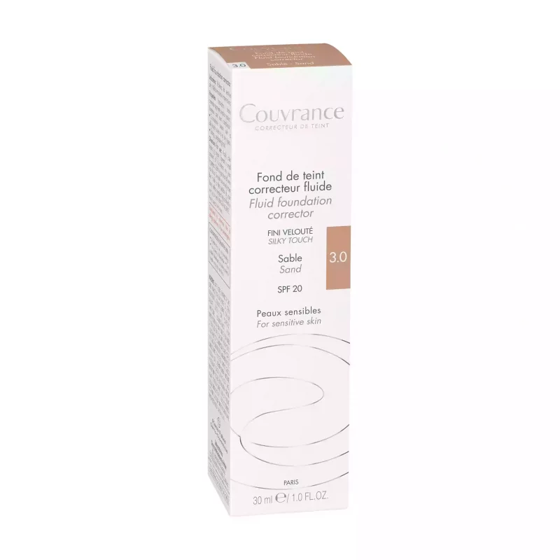 Couvrance -  Fond de teint correcteur unifiant  fluide Sable N°3.0 - peaux claires à dorées - 30ml