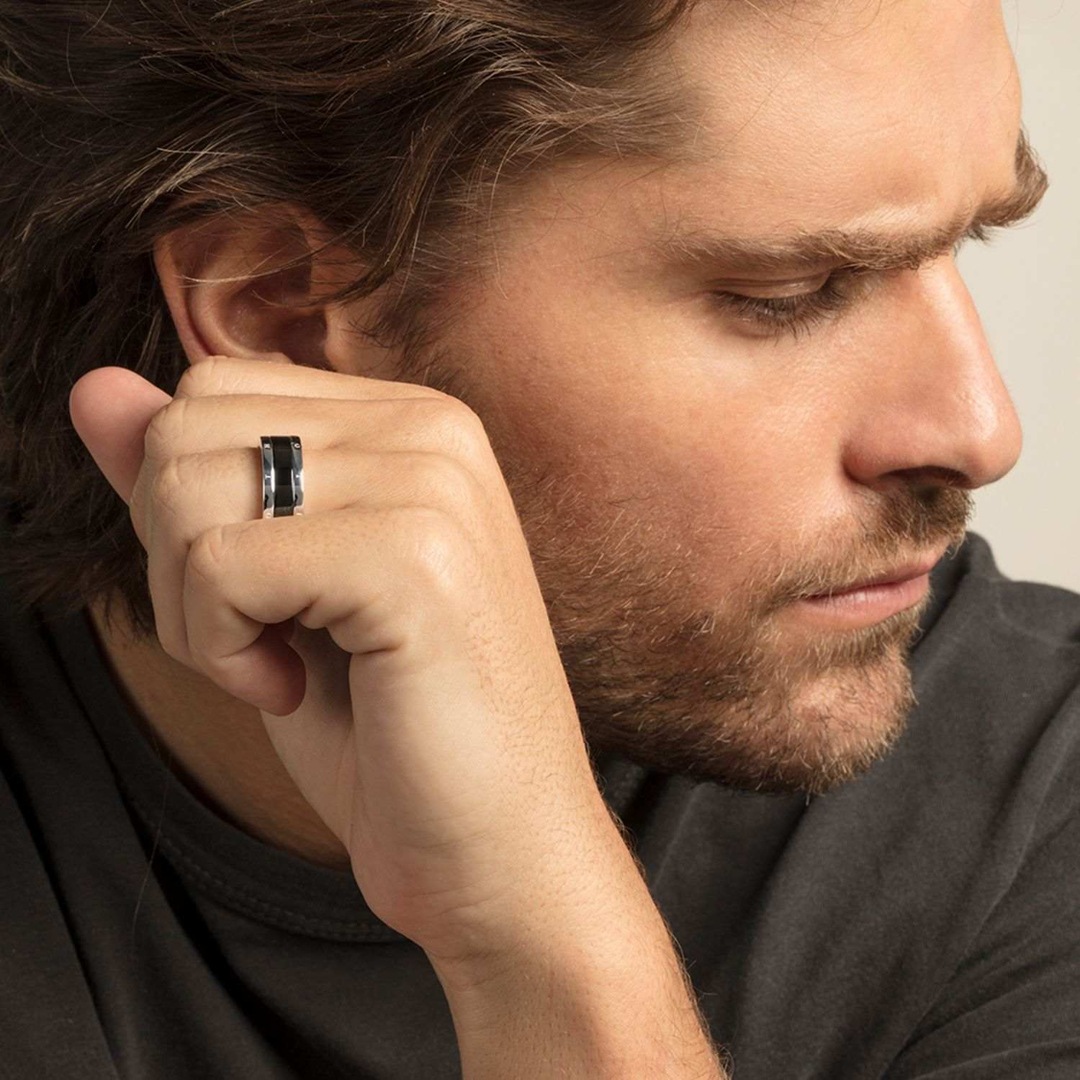 Thomas Sabo Sterling Silver Glam & Soul Bandring Classic Schwarzes Keramik