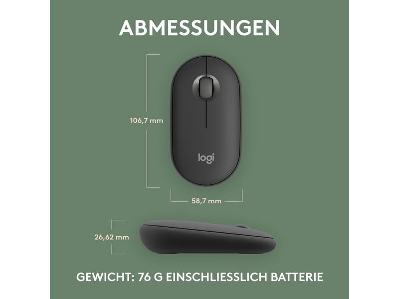 Logitech Pebble 2 M350s Schlanke Bluetooth-Maus mit geräuscharmen Tasten