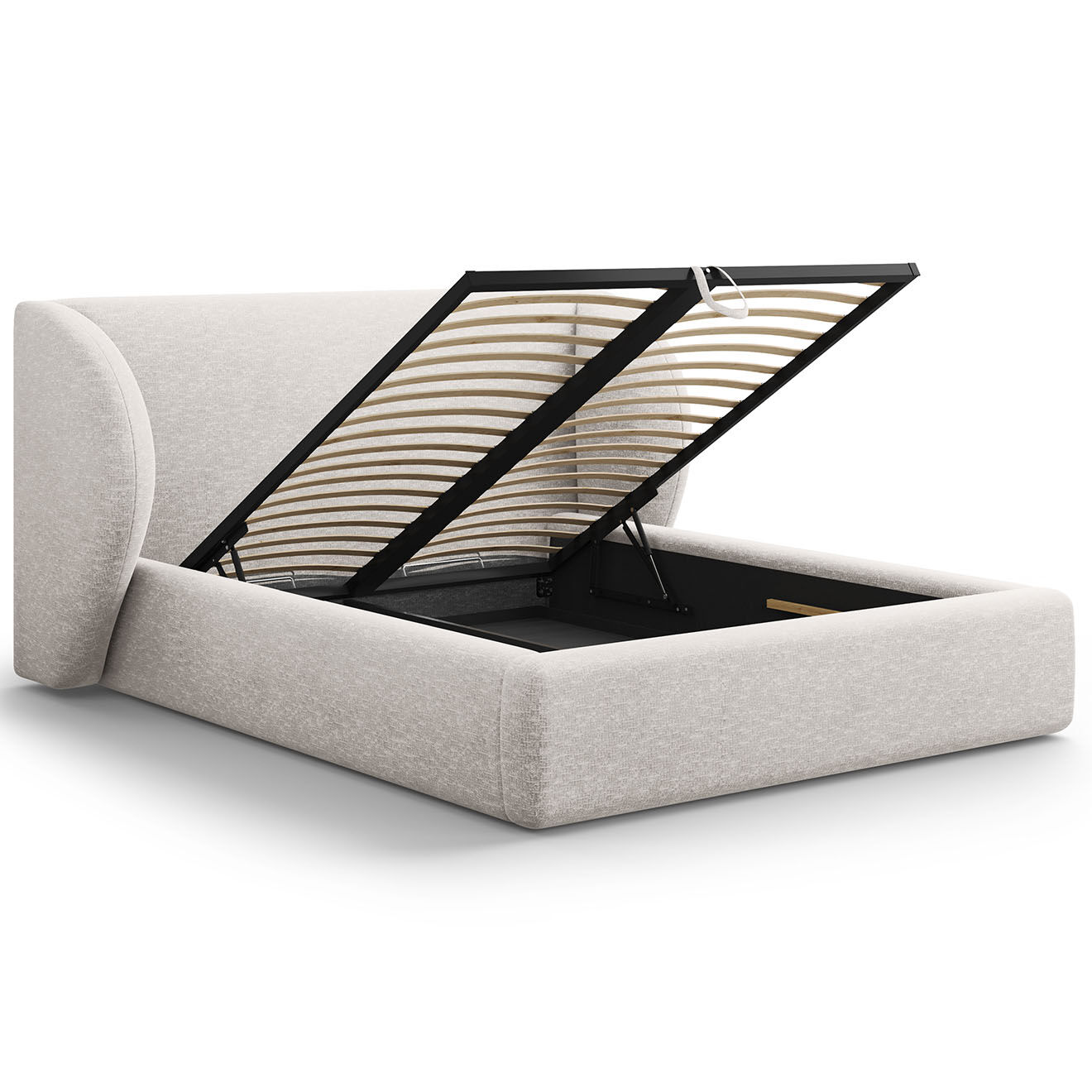 Micadoni Lit Coffre Chenille avec Tête de Lit Miley gris clair - 230x207x100 cm