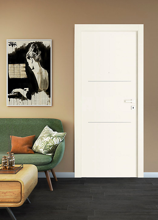 Bloc-porte Rome inserts horizontaux H.202 x ép.4,35 cm, poussant gauche