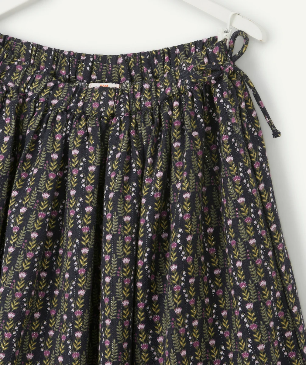 JUPE LONGUE MOTIF FLEURI ET LISERÉ PAILLETÉ FILLE