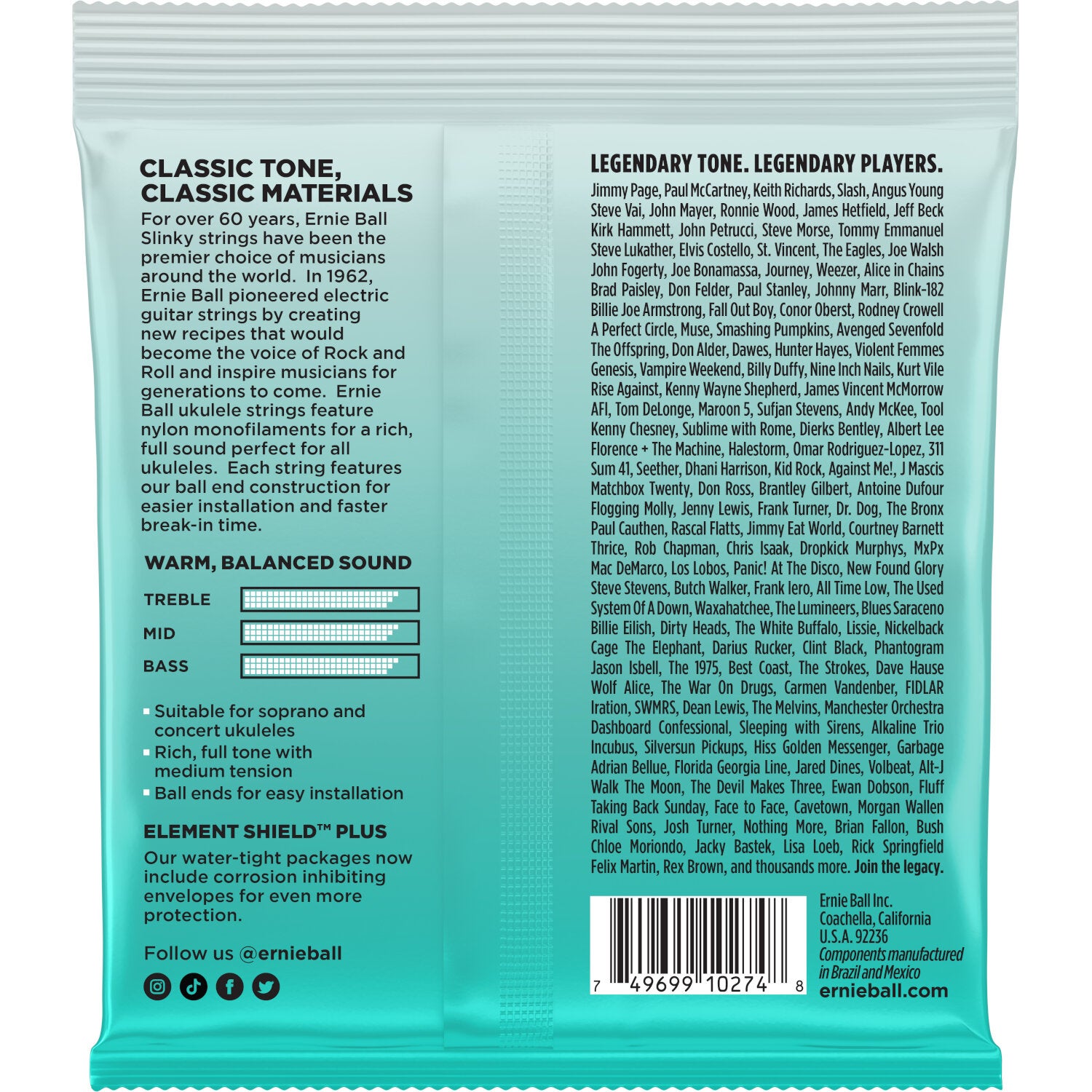 Ernie Ball 2326 Ukulele Strings Black concert ukelele snarenset