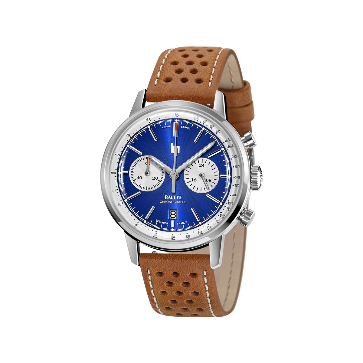 Montre Lip homme acier bracelet cuir marron