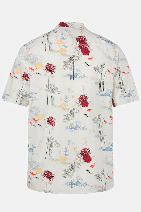 Hemd, Halbarm, floraler Print, Cuba-Kragen, Cuba-Fit, bis 8 XL
