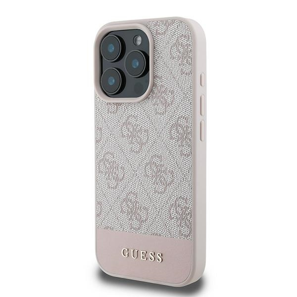 iPhone 16 Pro Max Leder Hardcase Hülle 4G Bottom Stripe (GUHCP16XG4GLPI) - Rosa