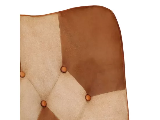 Chaise à bascule et repose-pieds Marron Cuir véritable et toile