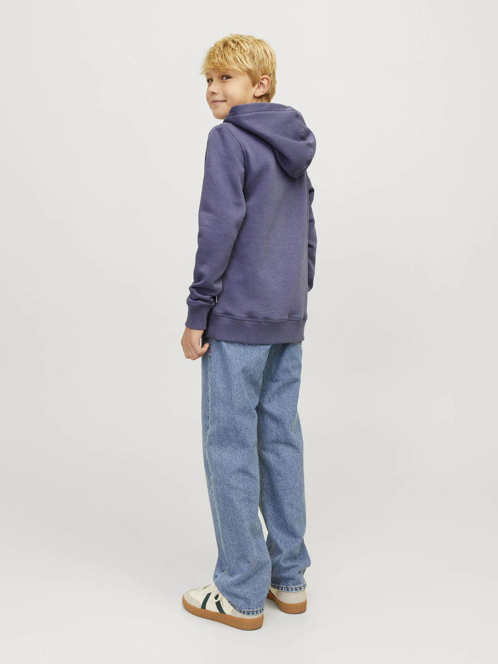 JACK & JONES hoodie JORFREDERIKSBERG met printopdruk middenblauw