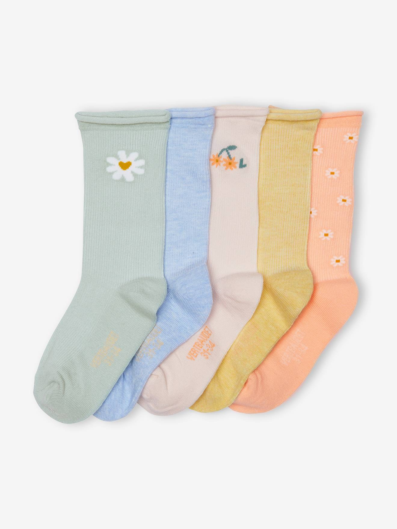 Pacote com 5 pares de meias caneladas 