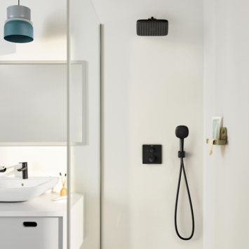 Grohe Precision Thermostat Perfect inbouw douchesysteem met  Vitalio Comfort 250 hoofddouche vierkant Mat Zwart