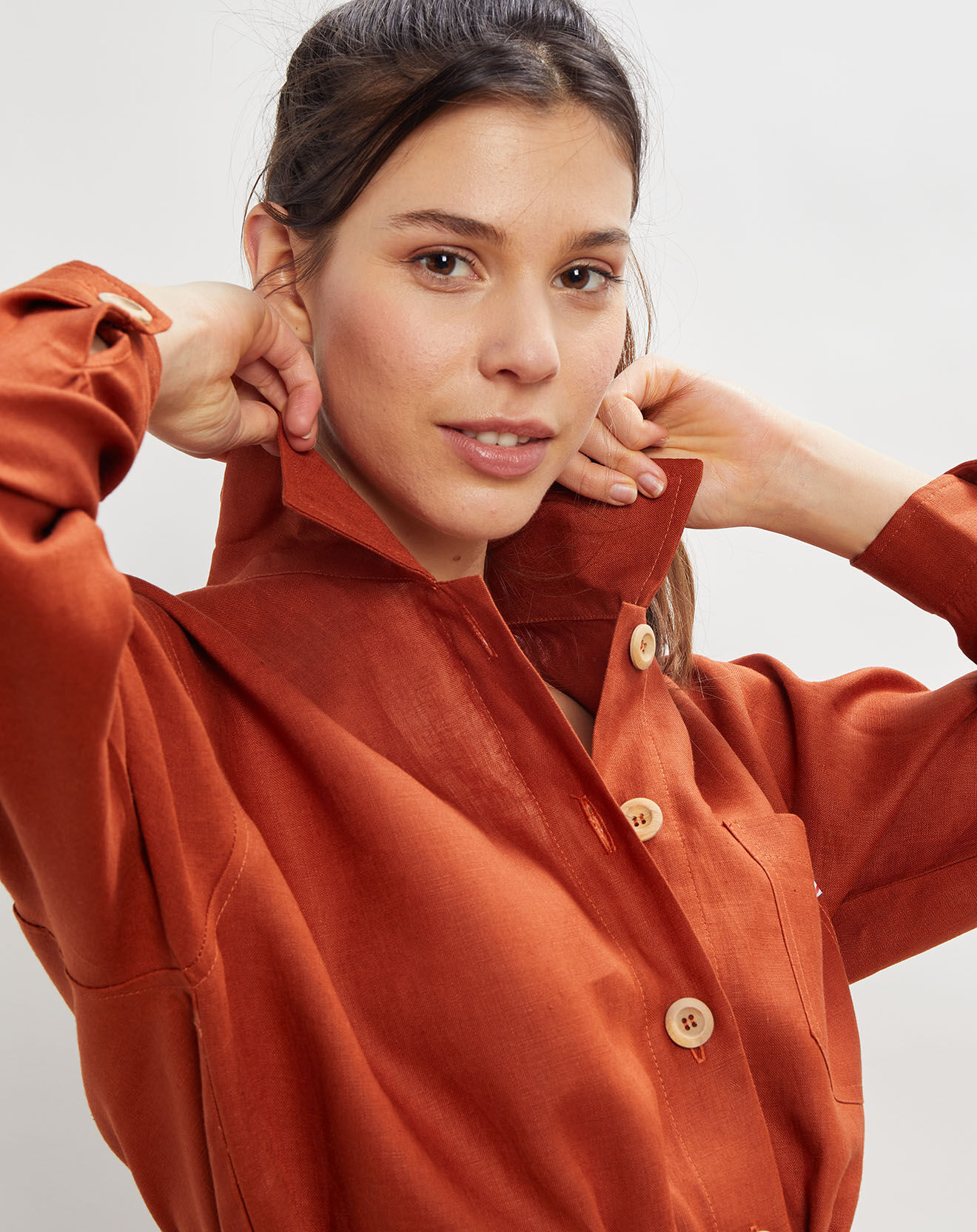 La Petite Francaise Veste 100% Lin Vera acajou