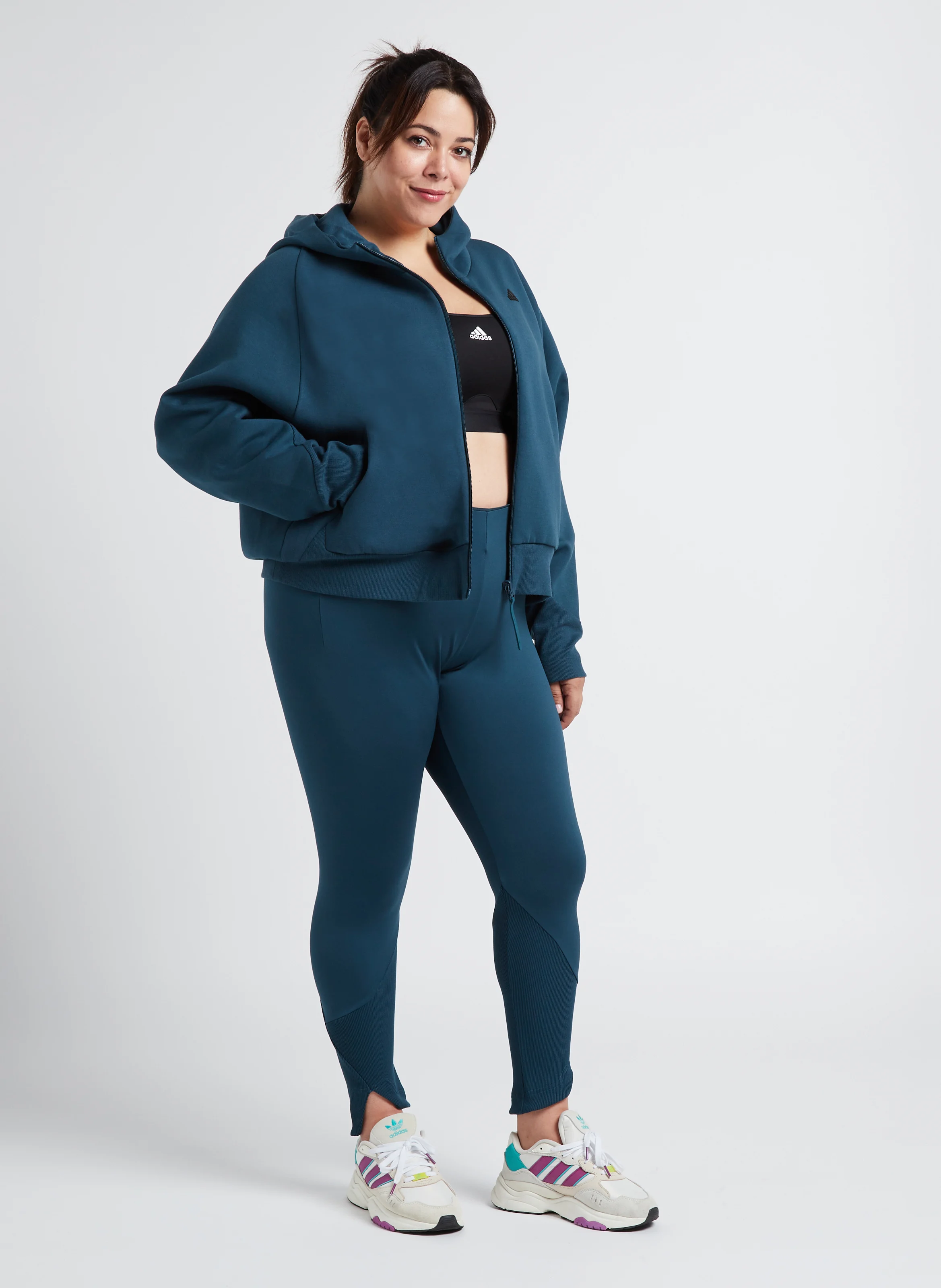 Veste col rond à capuche| Bleu