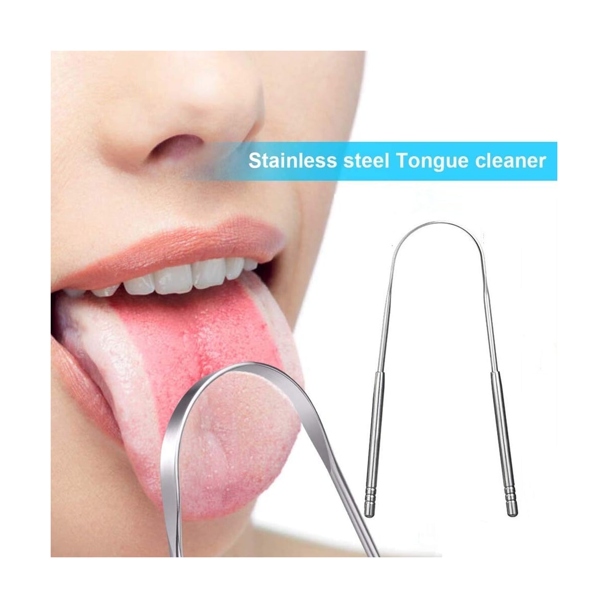 Tungeskrape rustfritt stål 3-pak Sølv