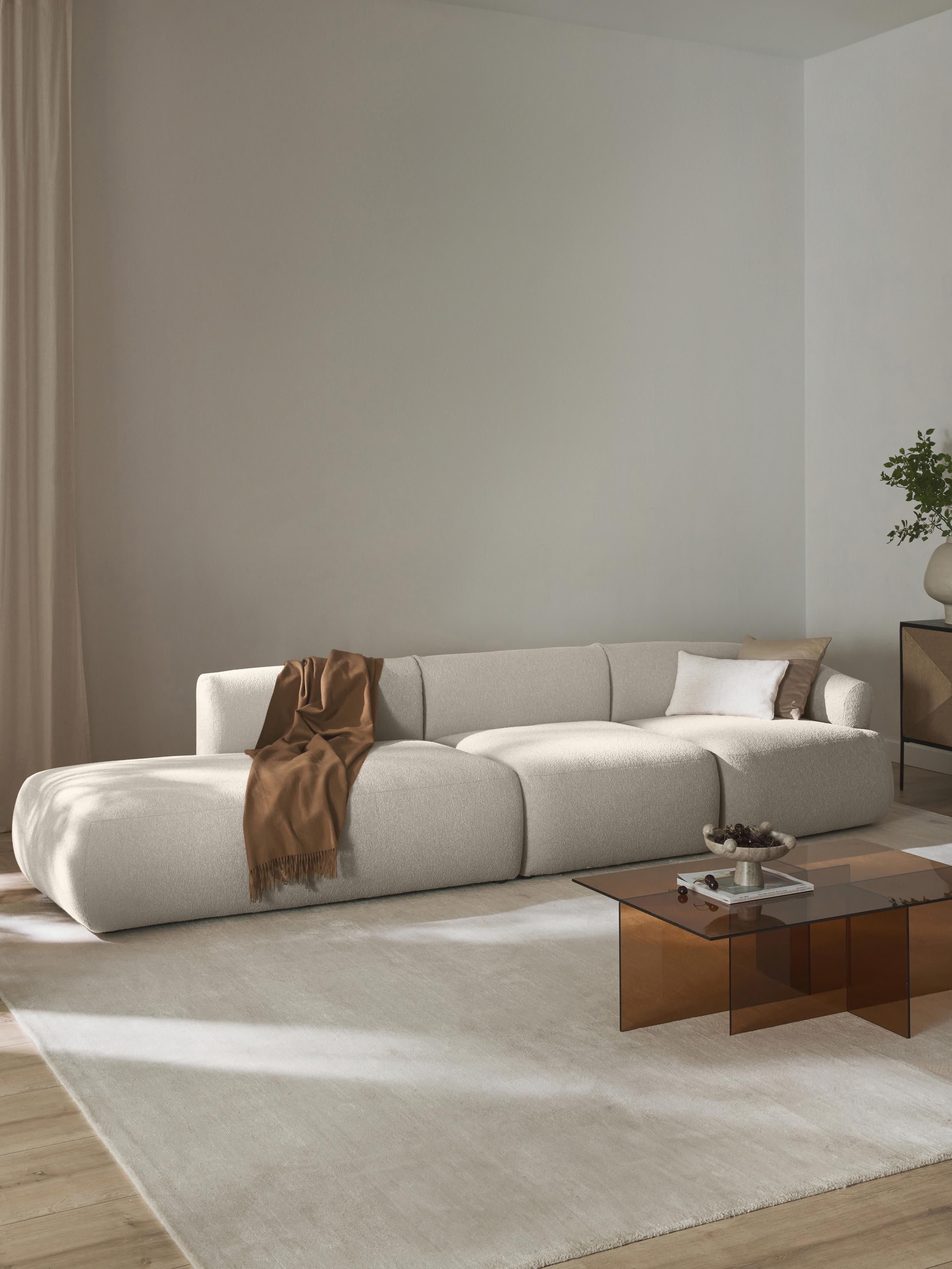 Modulaire XL chaise longue Sofia van bouclé stof